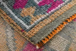 Tapis couloir Oushak vintage fuchsia, en laine turque, 86x341 cm