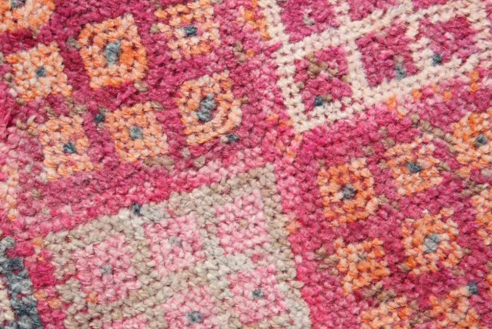 Tapis couloir turc rose vif, tapis vintage boho, 83x353 cm