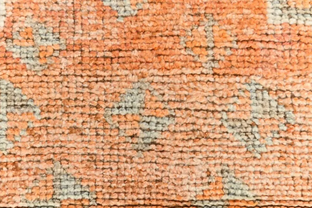Tapis couloir vintage turc en laine Oushak, ton abricot