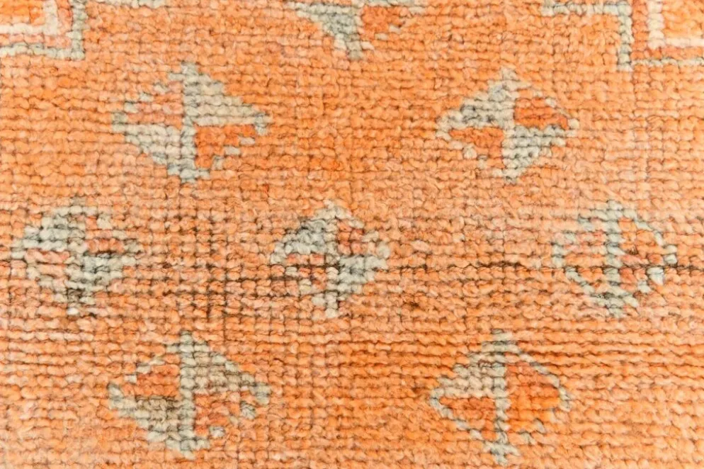 Tapis couloir vintage turc en laine Oushak, ton abricot