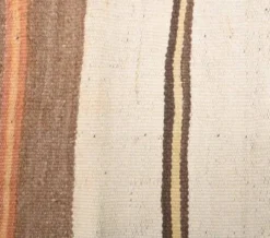 Tapis coureur kilim en laine et coton beige turc fait main vintage 78x344