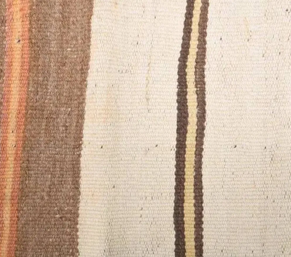 Tapis coureur kilim en laine et coton beige turc fait main vintage 78x344