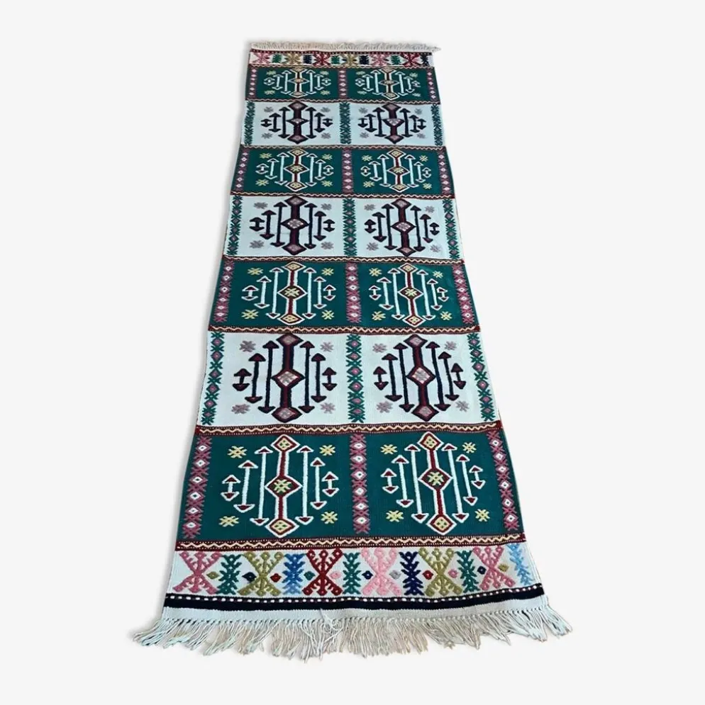 Tapis coureur kilim fait main au design traditionnel
