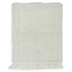 Tapis d'accent turc Tulu vintage minimaliste fait à la main en laine beige naturelle.