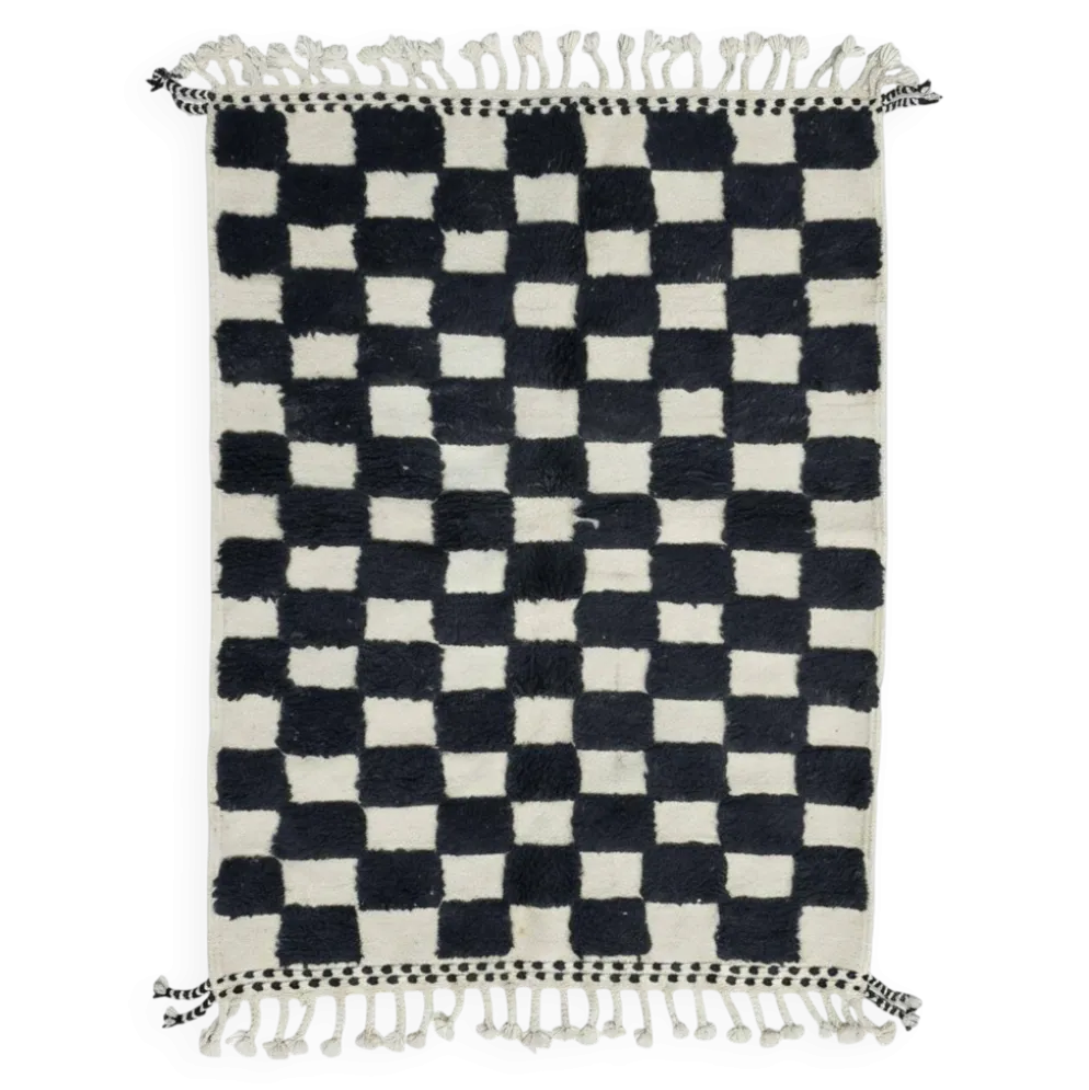 Tapis à damier noir et blanc - 149 x 112 cm