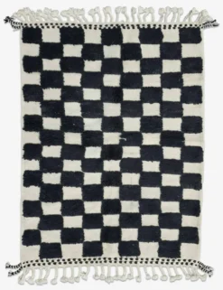 Tapis à damier noir et blanc - 149 x 112 cm