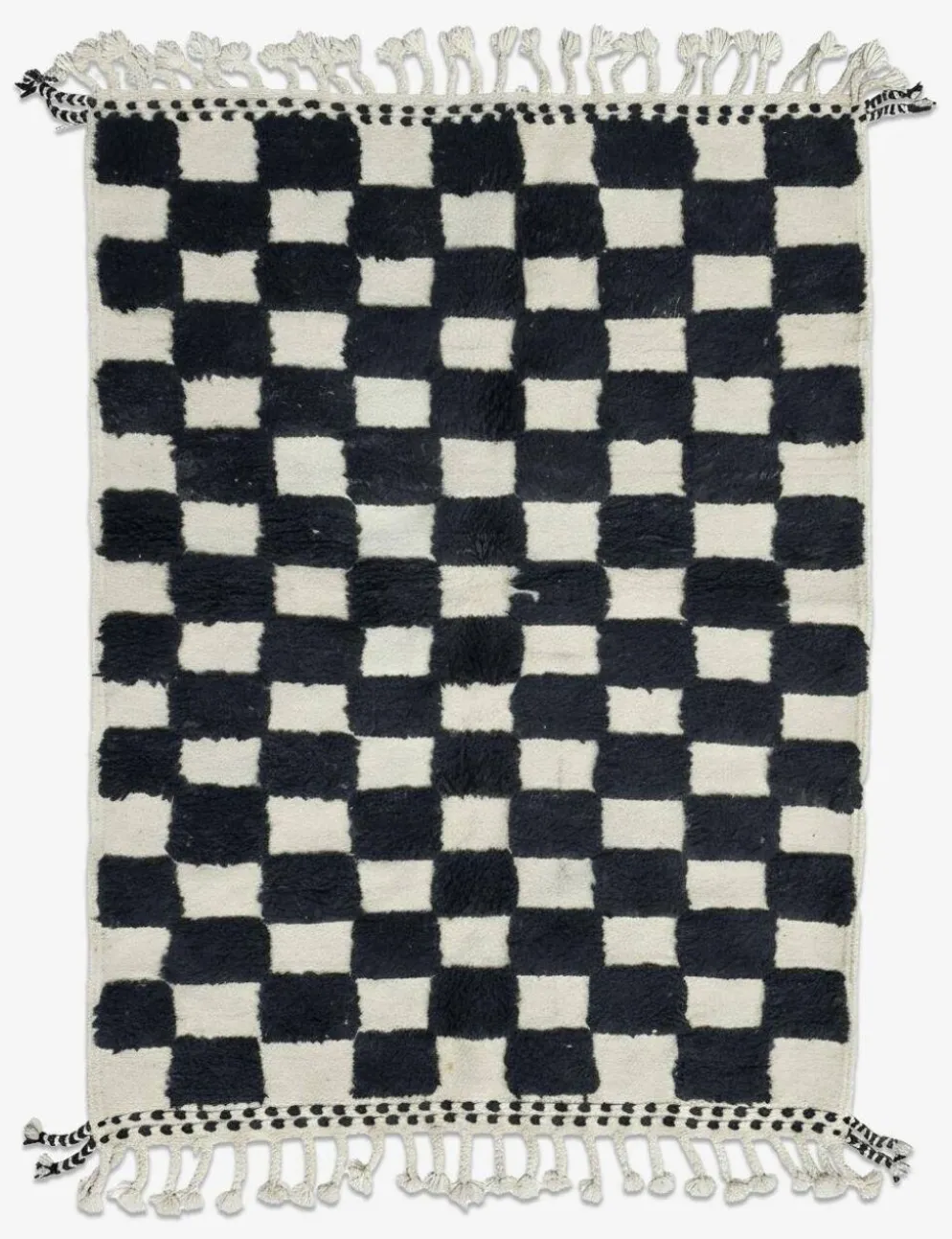 Tapis à damier noir et blanc - 149 x 112 cm