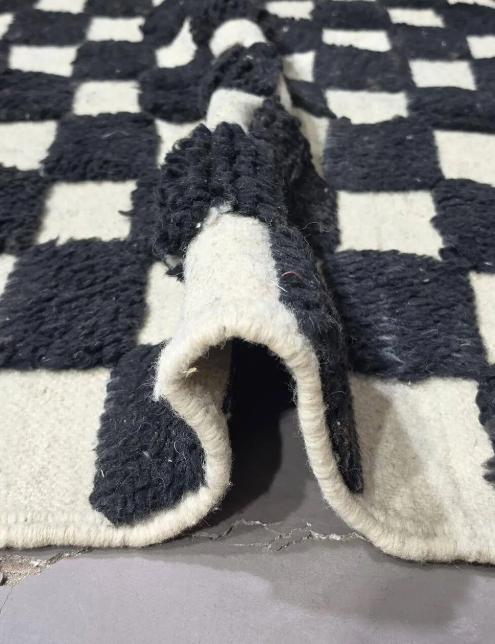 Tapis à damier noir et blanc - 149 x 112 cm