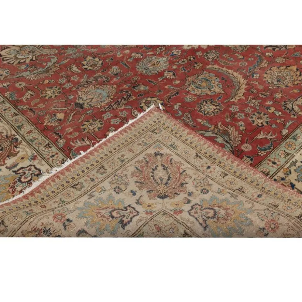 Tapis d'area vintage turc unique en son genre. Tapis en laine rouge noué à la main pour le salon.