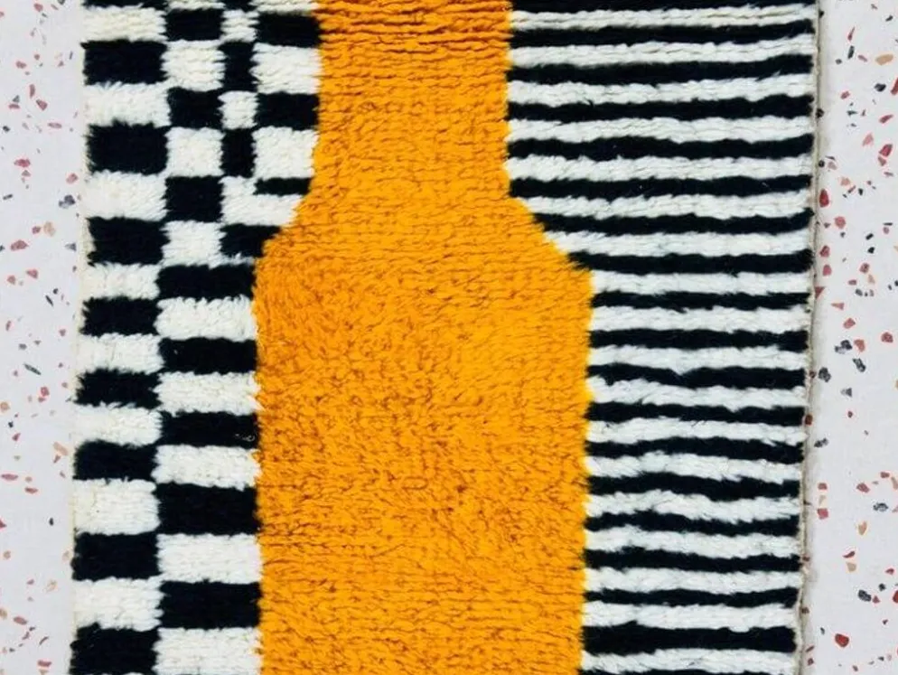 Tapis de couloir fait main traditionnelle à motifs colorés taille 76/300 cm