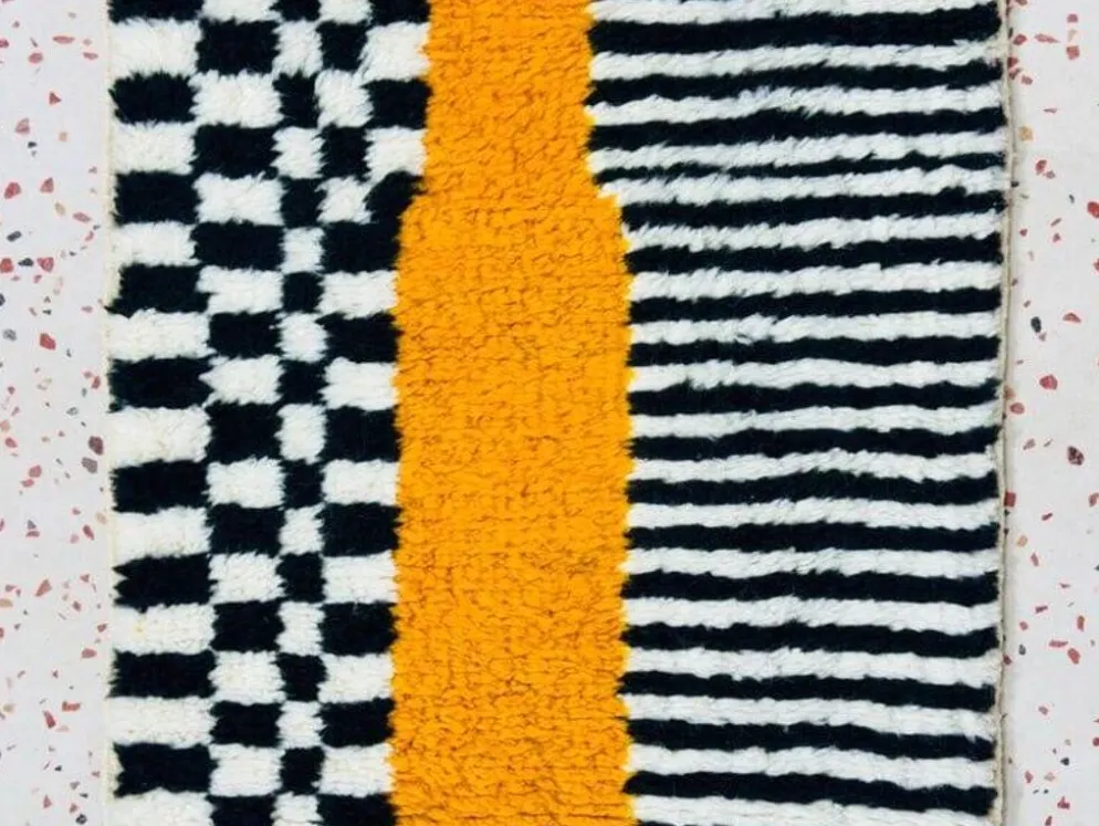 Tapis de couloir fait main traditionnelle à motifs colorés taille 76/300 cm