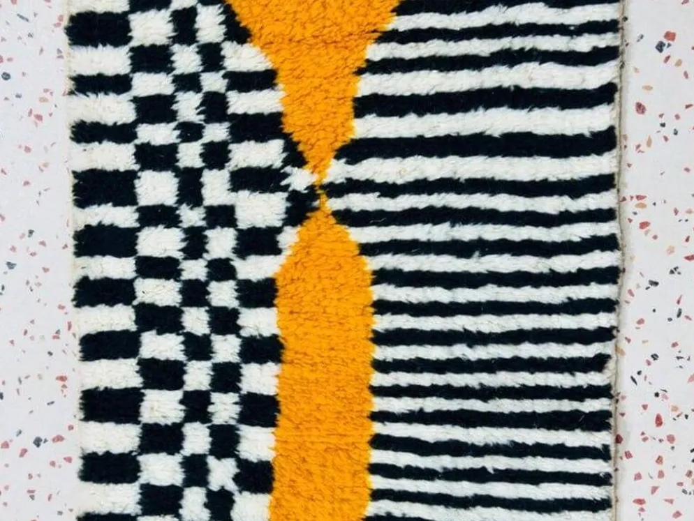 Tapis de couloir fait main traditionnelle à motifs colorés taille 76/300 cm