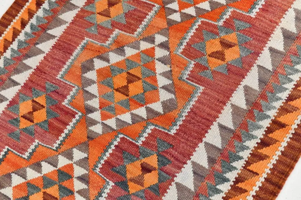 Tapis de couloir Kilim persan bordeaux vintage, 98 x 235 cm