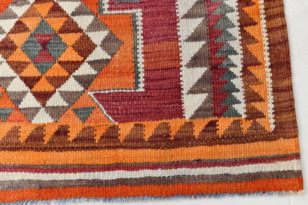 Tapis de couloir Kilim persan bordeaux vintage, 98 x 235 cm