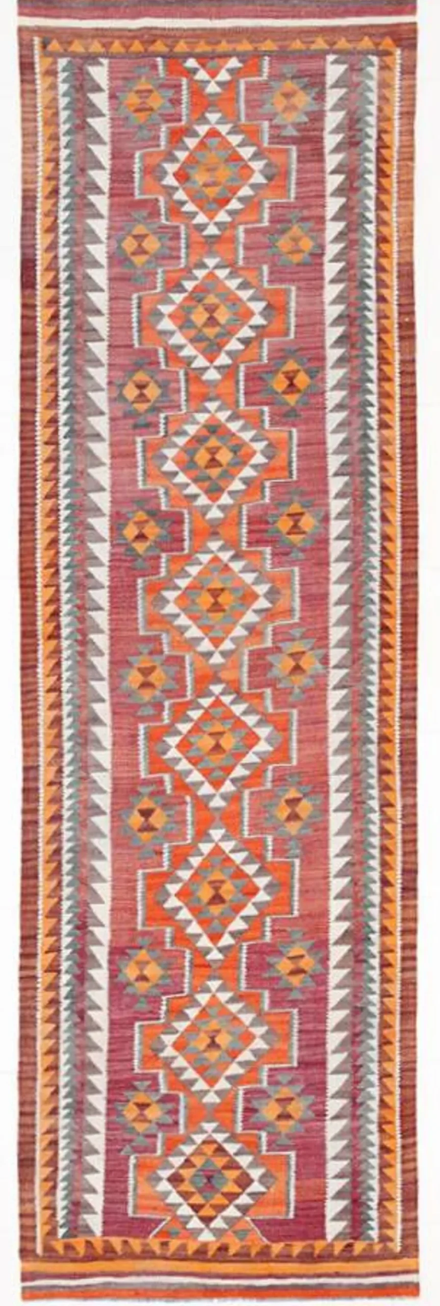 Tapis de couloir Kilim persan bordeaux vintage, 98 x 235 cm