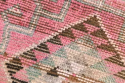 Tapis de couloir rose à médaillons, tapis turc vintage, 86x364 cm