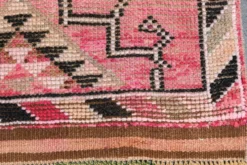 Tapis de couloir rose à médaillons, tapis turc vintage, 86x364 cm
