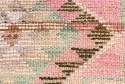 Tapis de couloir rose à médaillons, tapis turc vintage, 86x364 cm