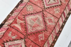 Tapis de couloir rouge cannelle 83 x 337 cm, tapis de couloir en laine turque, tapis ancien