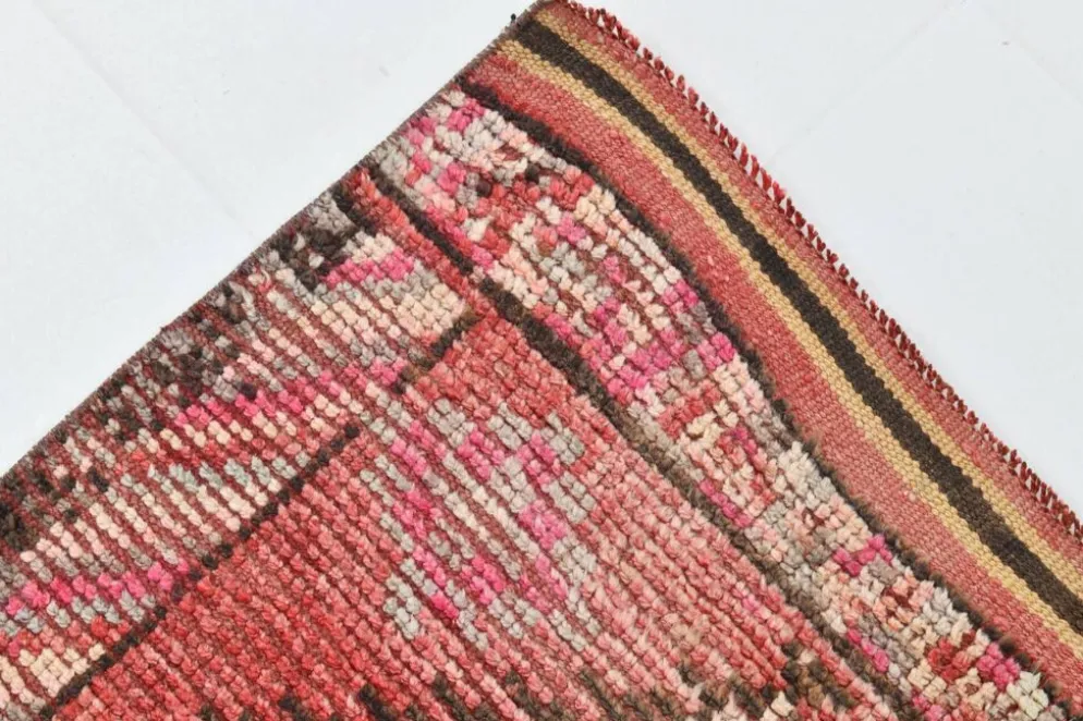 Tapis de couloir rouge cannelle 83 x 337 cm, tapis de couloir en laine turque, tapis ancien