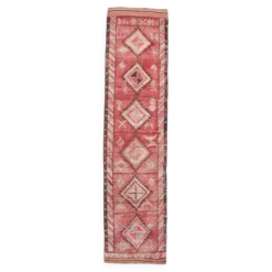 Tapis de couloir rouge cannelle 83 x 337 cm, tapis de couloir en laine turque, tapis ancien