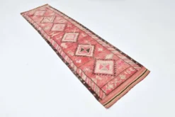 Tapis de couloir rouge cannelle 83 x 337 cm, tapis de couloir en laine turque, tapis ancien