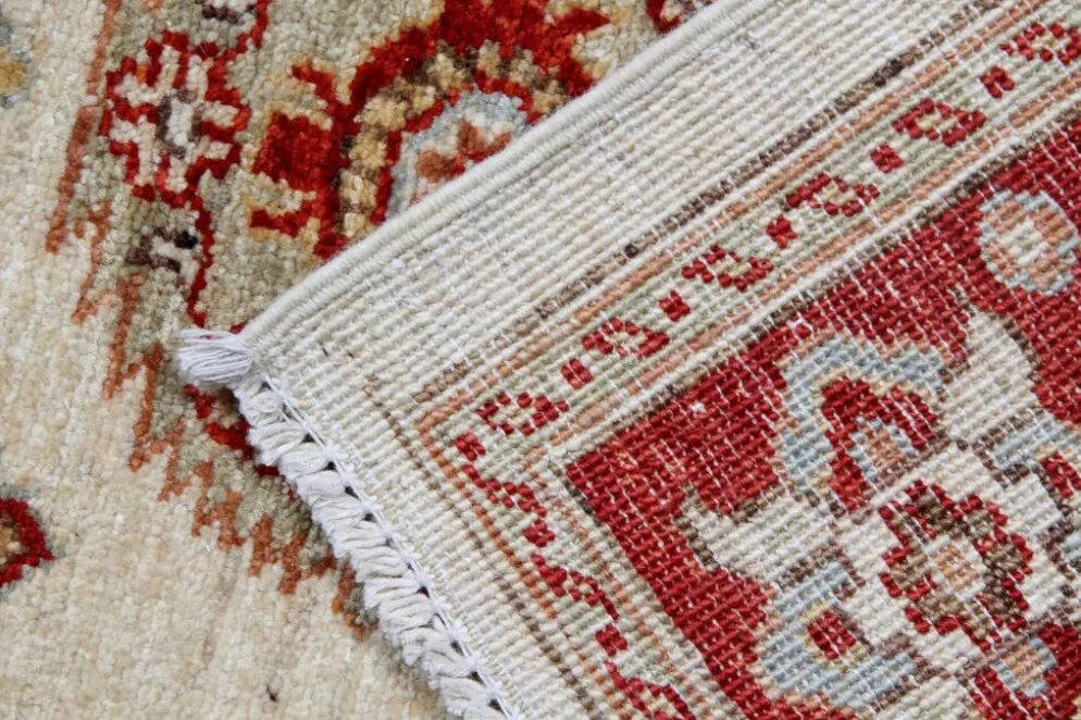 Tapis de couloir traditionnel en laine noué à la main, crème, rouge, tapis afghan pour la maison.