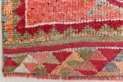 Tapis de couloir turc corail, tapis anatolien à médaillons, 96x338 cm
