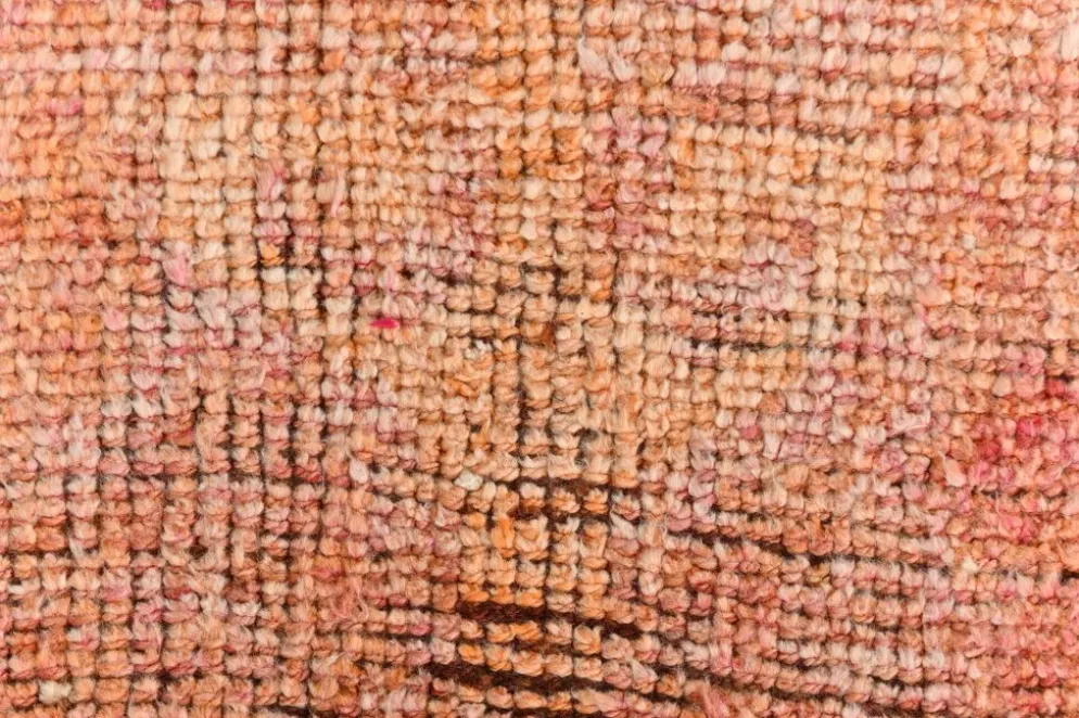 Tapis de couloir turc corail, tapis anatolien à médaillons, 96x338 cm