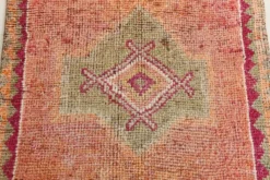 Tapis de couloir turc corail, tapis anatolien à médaillons, 96x338 cm