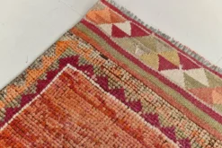 Tapis de couloir turc corail, tapis anatolien à médaillons, 96x338 cm
