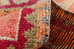 Tapis de couloir turc corail, tapis anatolien à médaillons, 96x338 cm