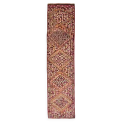 Tapis de couloir turc fuchsia et bordeaux, pièce unique