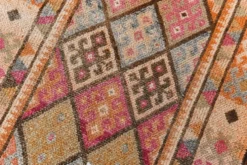 Tapis de couloir turc vintage long rose et orange, 87 x 395 cm