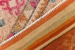 Tapis de couloir turc vintage long rose et orange, 87 x 395 cm