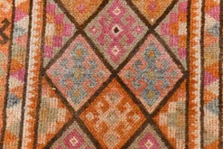 Tapis de couloir turc vintage long rose et orange, 87 x 395 cm