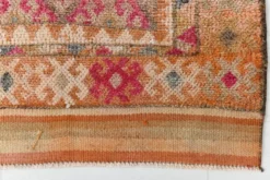 Tapis de couloir turc vintage long rose et orange, 87 x 395 cm