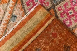 Tapis de couloir turc vintage long rose et orange, 87 x 395 cm