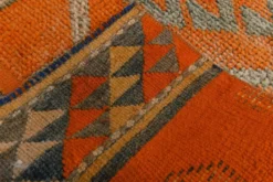 Tapis de couloir turc vintage orange citrouille et gris, 86 x 356 cm