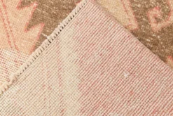 Tapis de couloir vintage en laine turque, 3 x 11, rose délavé et marron, 91 x 328 cm