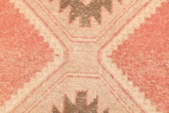 Tapis de couloir vintage en laine turque, 3 x 11, rose délavé et marron, 91 x 328 cm
