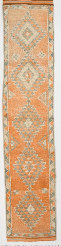 Tapis de couloir vintage géométrique orange doux 3x12, 81x378 cm