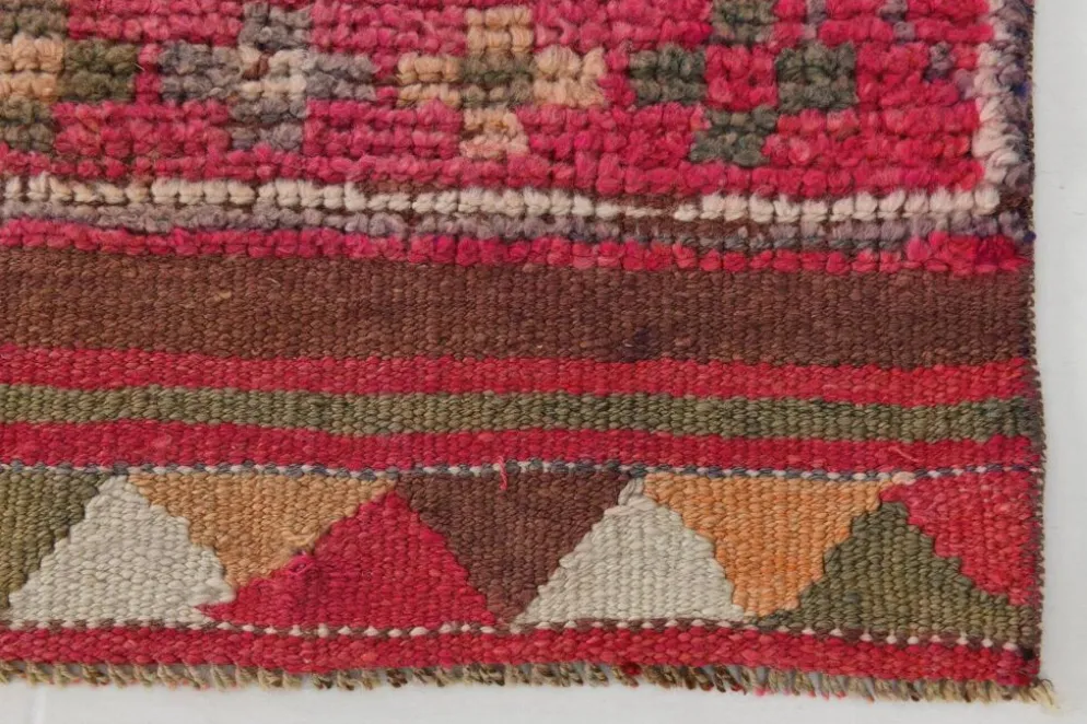 Tapis de couloir vintage tribal rose et rouge 3x10, 80x306 cm