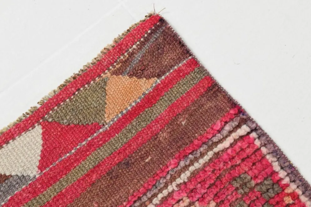 Tapis de couloir vintage tribal rose et rouge 3x10, 80x306 cm
