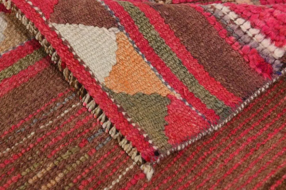 Tapis de couloir vintage tribal rose et rouge 3x10, 80x306 cm