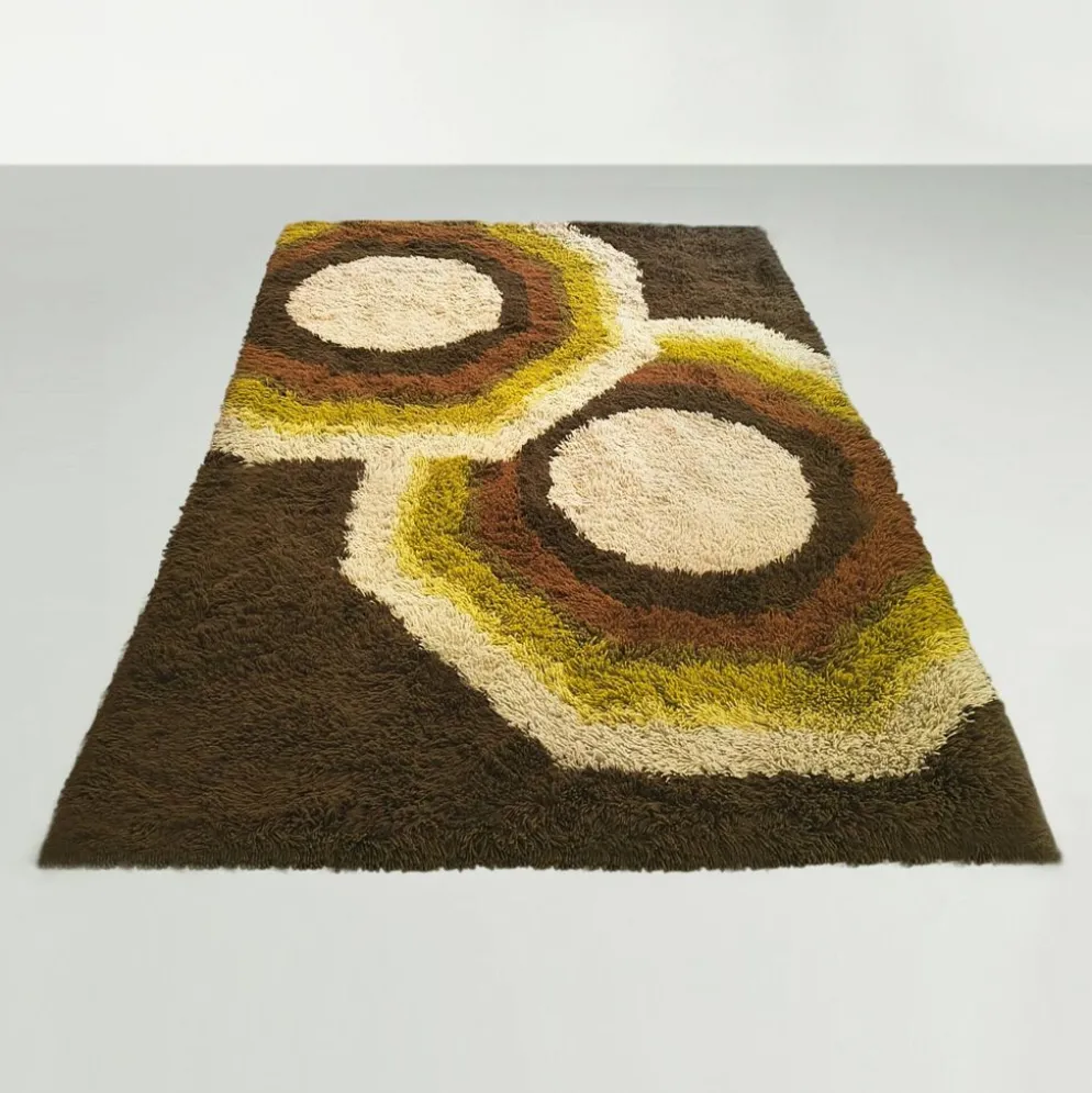 Tapis de luxe magnifique de l'ère spatiale des années 1970 par Desso avec étiquette d'origine.