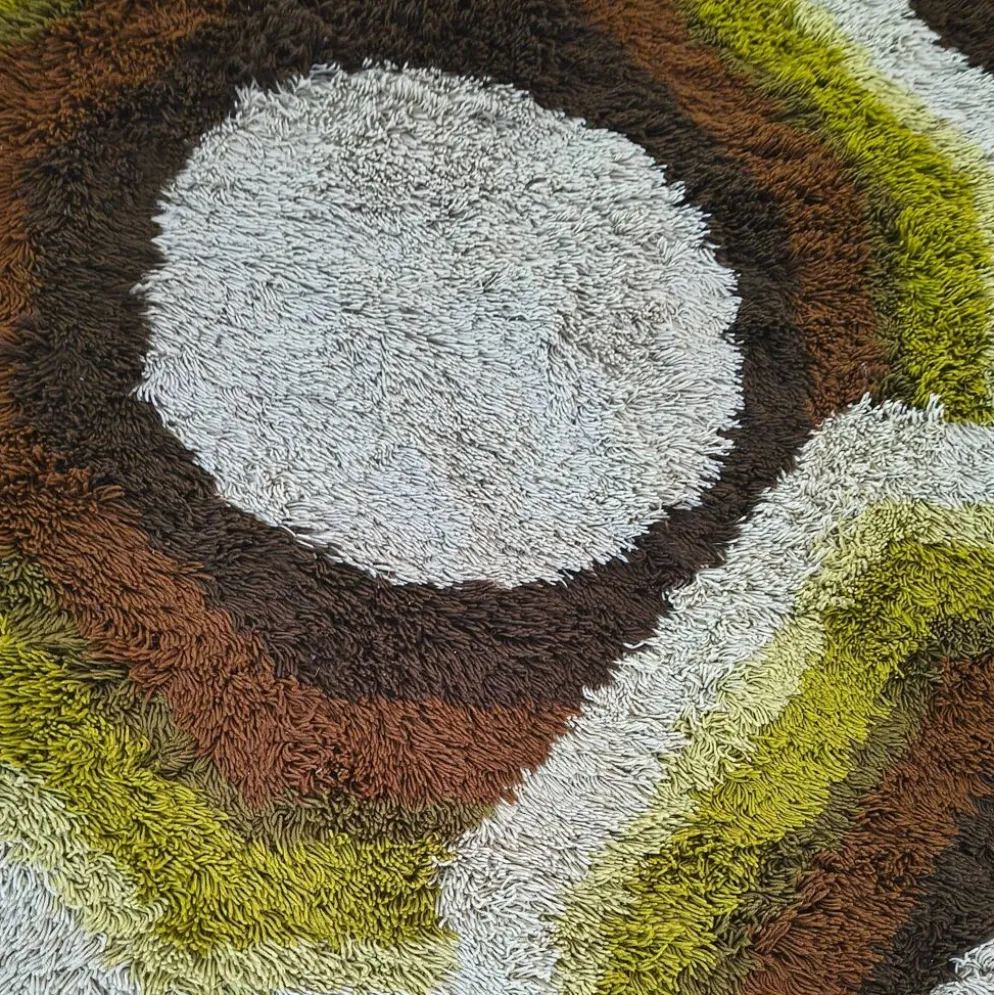 Tapis de luxe magnifique de l'ère spatiale des années 1970 par Desso avec étiquette d'origine.
