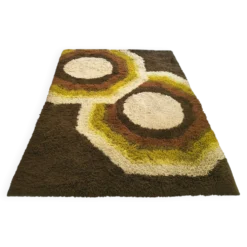 Tapis de luxe magnifique de l'ère spatiale des années 1970 par Desso avec étiquette d'origine.