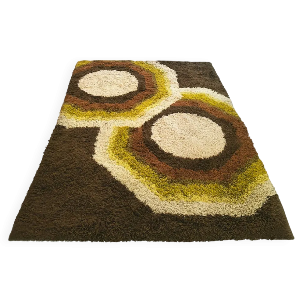 Tapis de luxe magnifique de l'ère spatiale des années 1970 par Desso avec étiquette d'origine.
