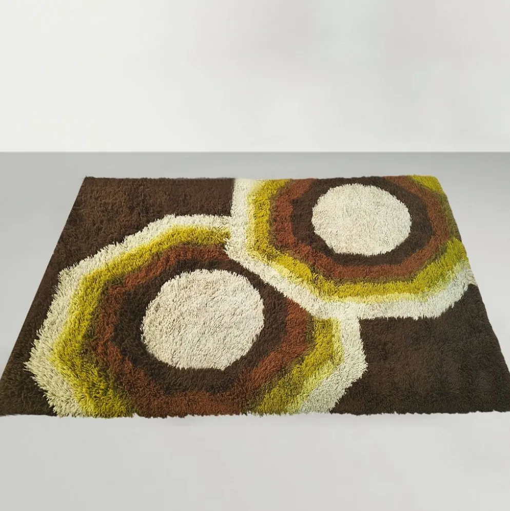 Tapis de luxe magnifique de l'ère spatiale des années 1970 par Desso avec étiquette d'origine.
